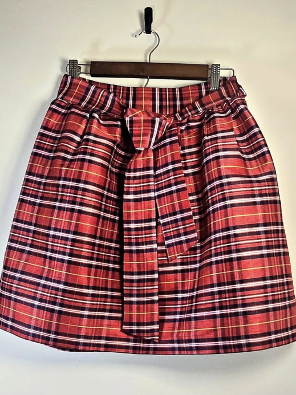 Crown & Ivy NWT Red Plaid Party Holiday Belted A-Line Skirt Size 8